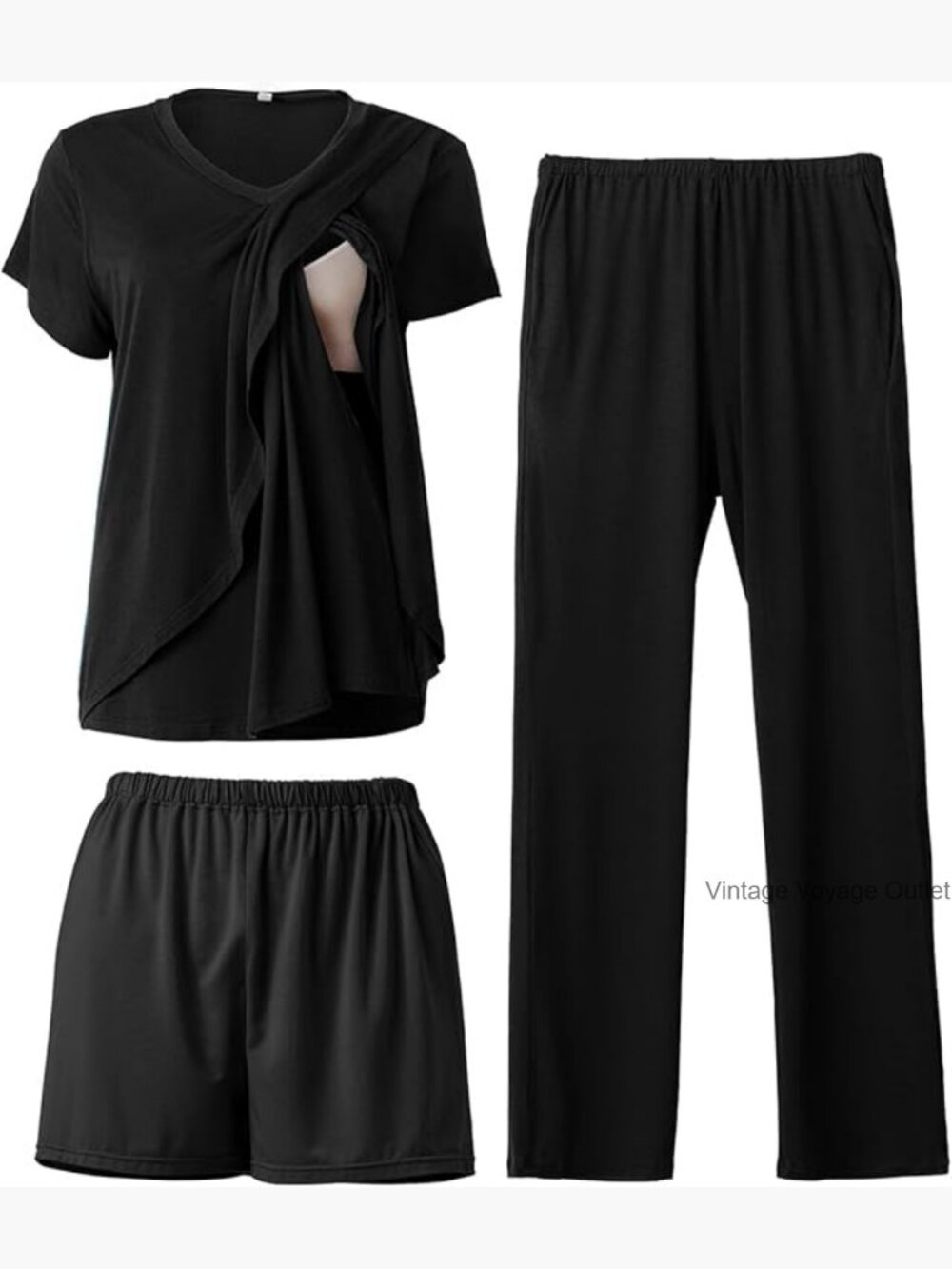 Nursing Pajamas Set Postpartum Breastfeeding Sleepwear with Pockets